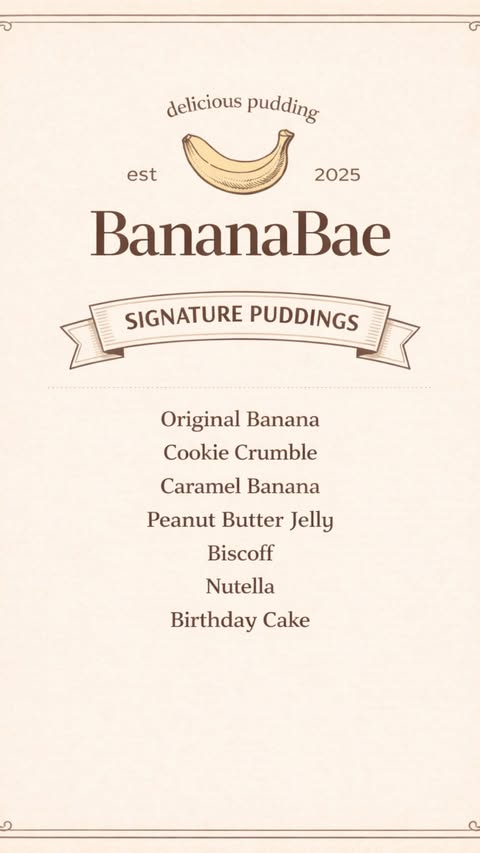 BananaBae Signature Puddings Menu